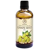 Olio di Semi Uva 100ml - Pressato a Freddo - Vitis Vinifera - Italia - 100% Puro e Naturali - Olio di Vinaccioli - Migliori Benefici per i Capelli - Viso e Cura Della Pelle - Massaggio